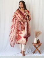 Crimson Bloom Tissue Shimmer Slim fit Suit Set - SALE - Image 2