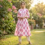 Pink Poppy Floral Kurta - Image 2