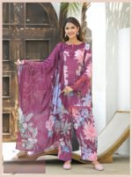 Mauve Floral Farsi Suit Set - Image 2