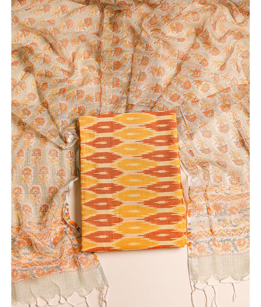 Fabloe-16765-1.jpg Cotton Ikat with kota hand block dupatta suit set - Image 1