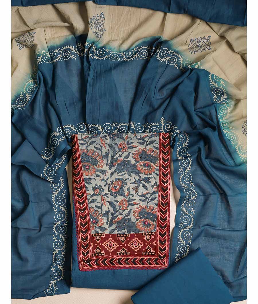 Fabloe-18867-1.jpg COTTON KALAMKARI PATCHWORK SUIT SET - Image 1