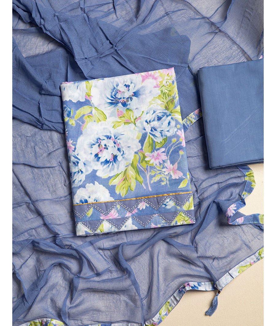 fabloe-8345-2.jpg Cotton Printed Set with chiffon Dupatta - Image 1