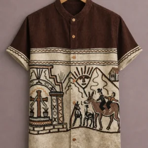 ForeverChoice™ Premium Ethnic Printed Shirt for Men – Tribal Designer Half Sleeve Casual Shirt