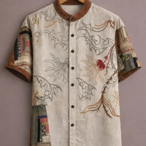 ForeverChoice™ Premium Artistic Printed Shirt for Men – Designer Half Sleeve Casual Shirt | Unique Floral Abstract Style