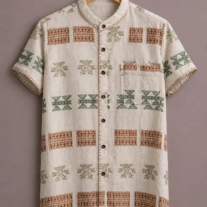 ForeverChoice™ Premium Ethnic Pattern Printed Shirt for Men – Traditional Designer Half Sleeve Casual Shirt