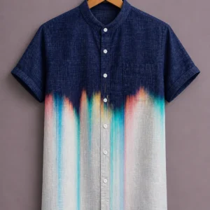 ForeverChoice™ Premium Gradient Printed Shirt for Men – Modern Color Fade Designer Half Sleeve Casual Shirt