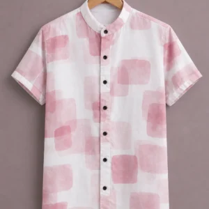 ForeverChoice™ Premium Abstract Soft Print Shirt for Men – Light Pink Designer Half Sleeve Casual Shirt